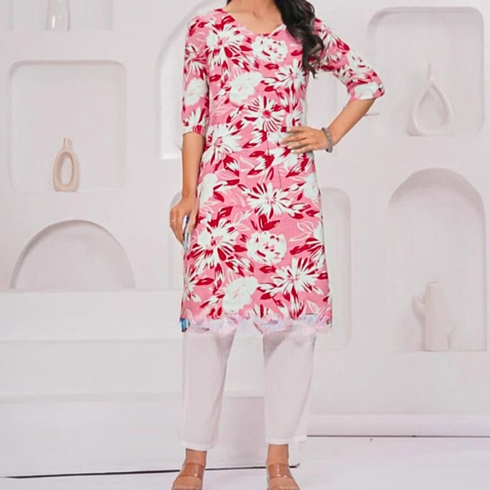 Red Floral Kurta