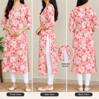 Red Floral Kurta