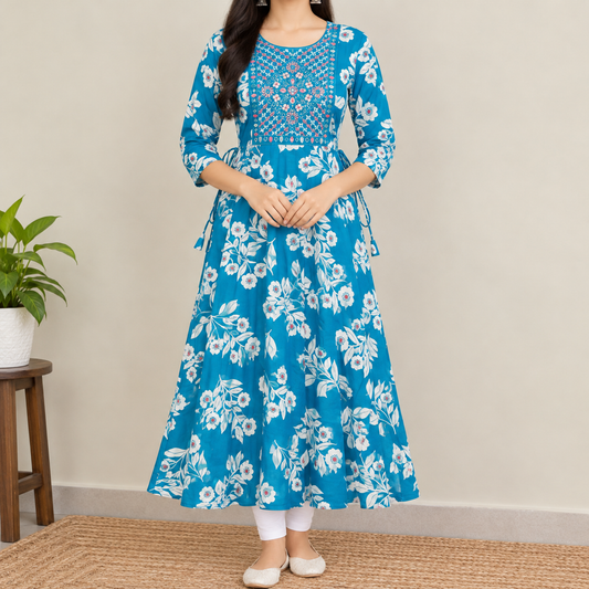 Light Blue Floral Kurta