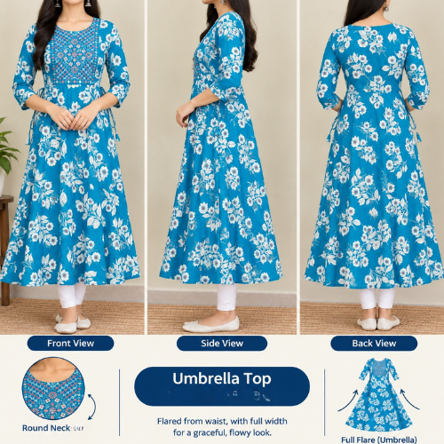 Light Blue Floral Kurta