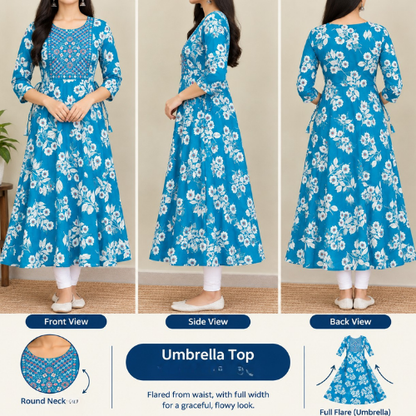 Light Blue Floral Kurta
