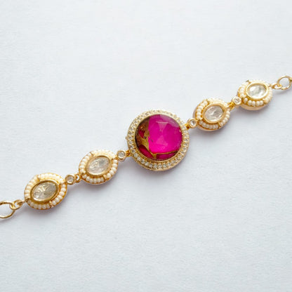 Classic Kundan Bracelet With Gold Plating
