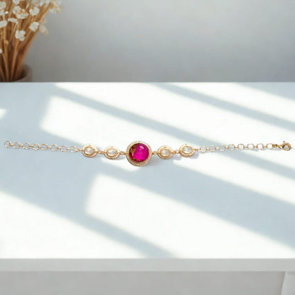 Classic Kundan Bracelet With Gold Plating