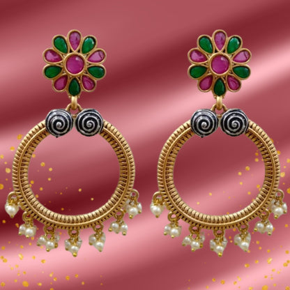Floral Design Drop Earrings