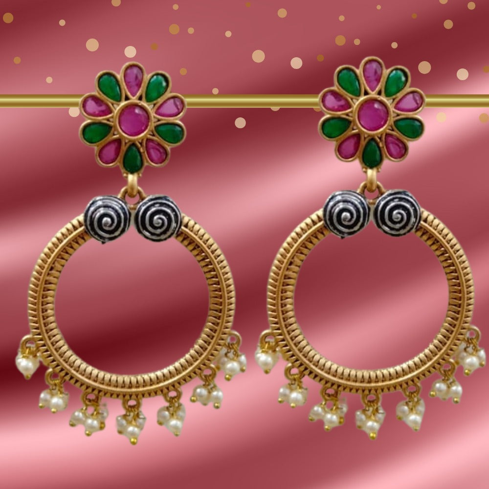 Floral Design Drop Earrings