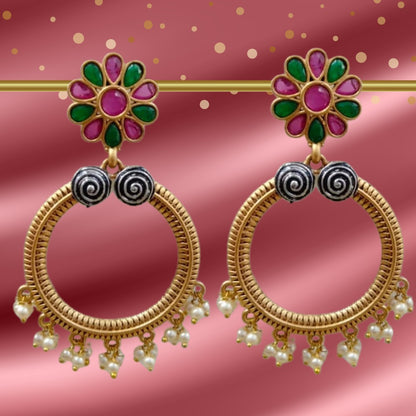 Floral Design Drop Earrings