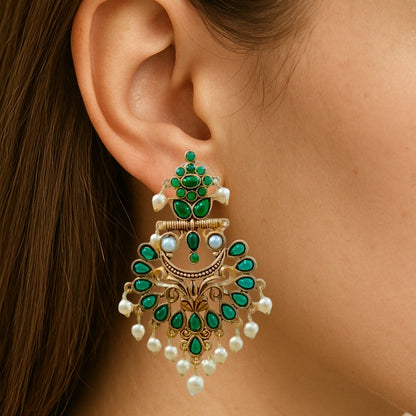 Chandbali Earrings With Pearl