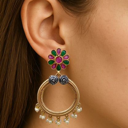 Floral Design Drop Earrings