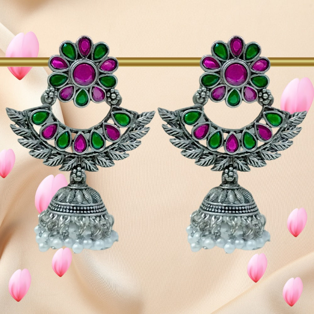 German Silver Earrings With Jumkha