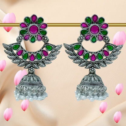 German Silver Earrings With Jumkha