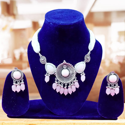 Pearl Beaded Necklace With Earrings