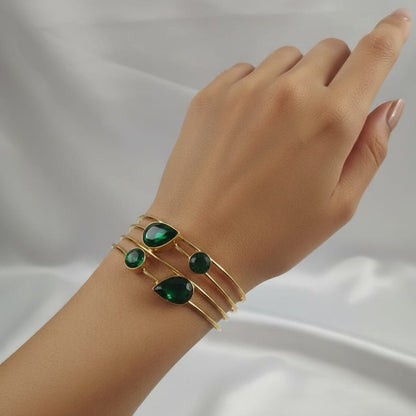 Green Cuff Layered Bracelet