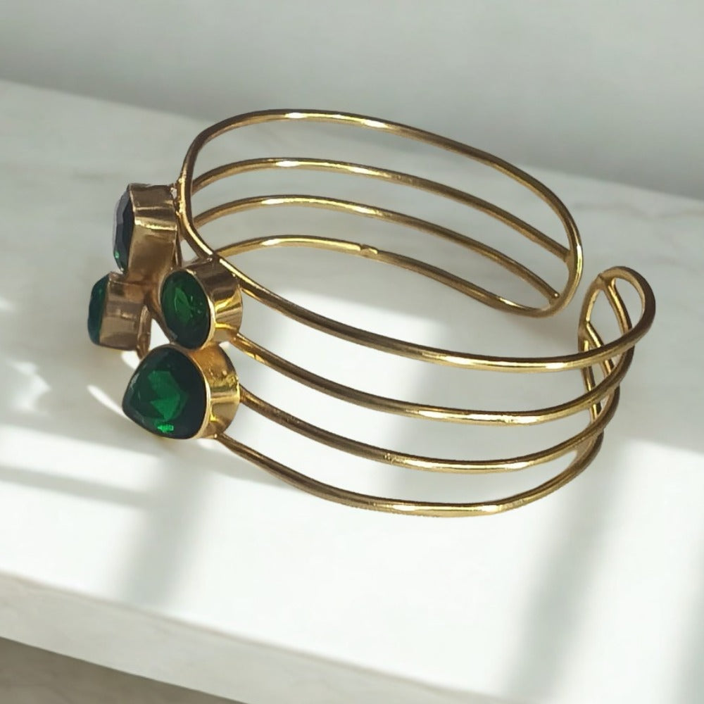 Green Cuff Layered Bracelet