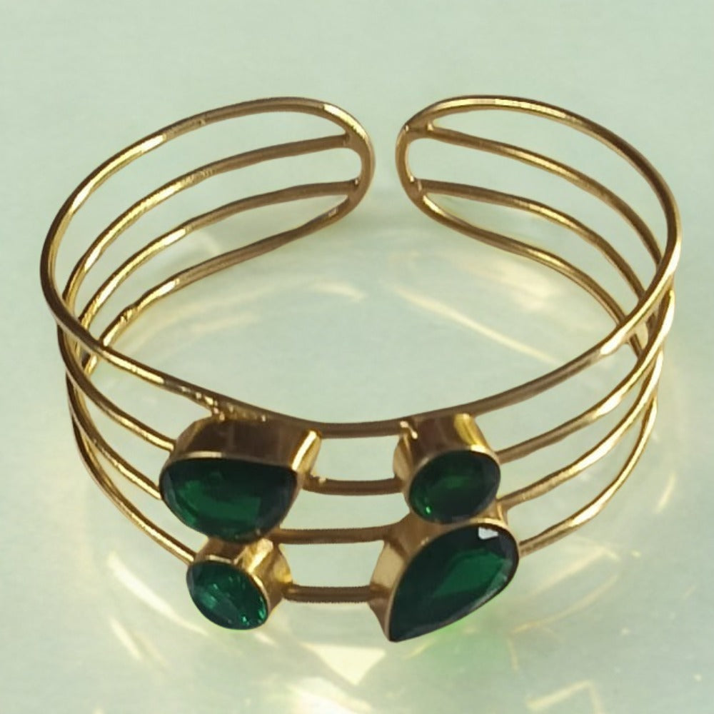 Green Cuff Layered Bracelet