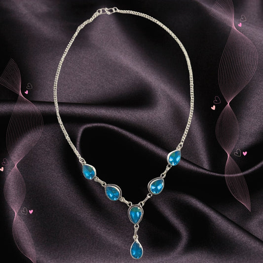Blue Gemstone Ethnic Necklace