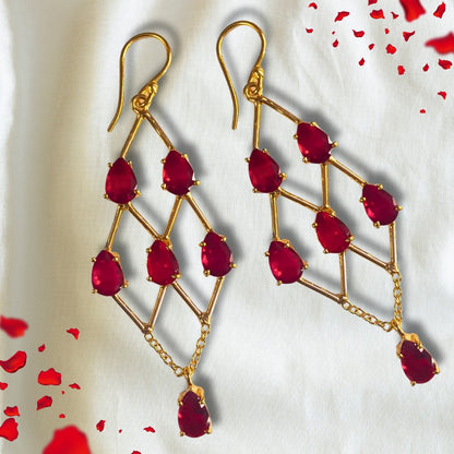 Geometric Red Hanging Earrings