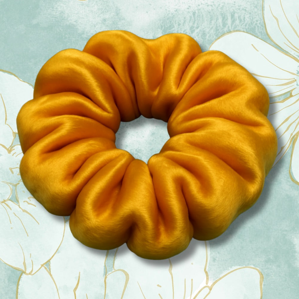 Satin Yellow Fluffy Scrunchies