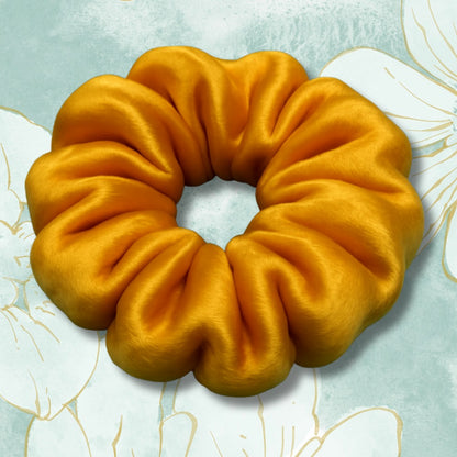 Satin Yellow Fluffy Scrunchies