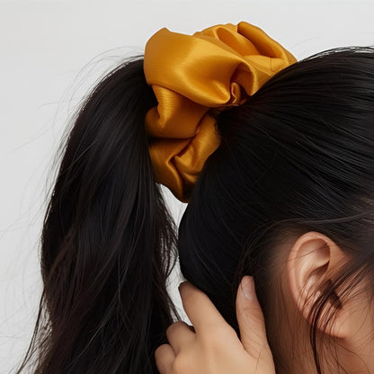 Satin Yellow Fluffy Scrunchies