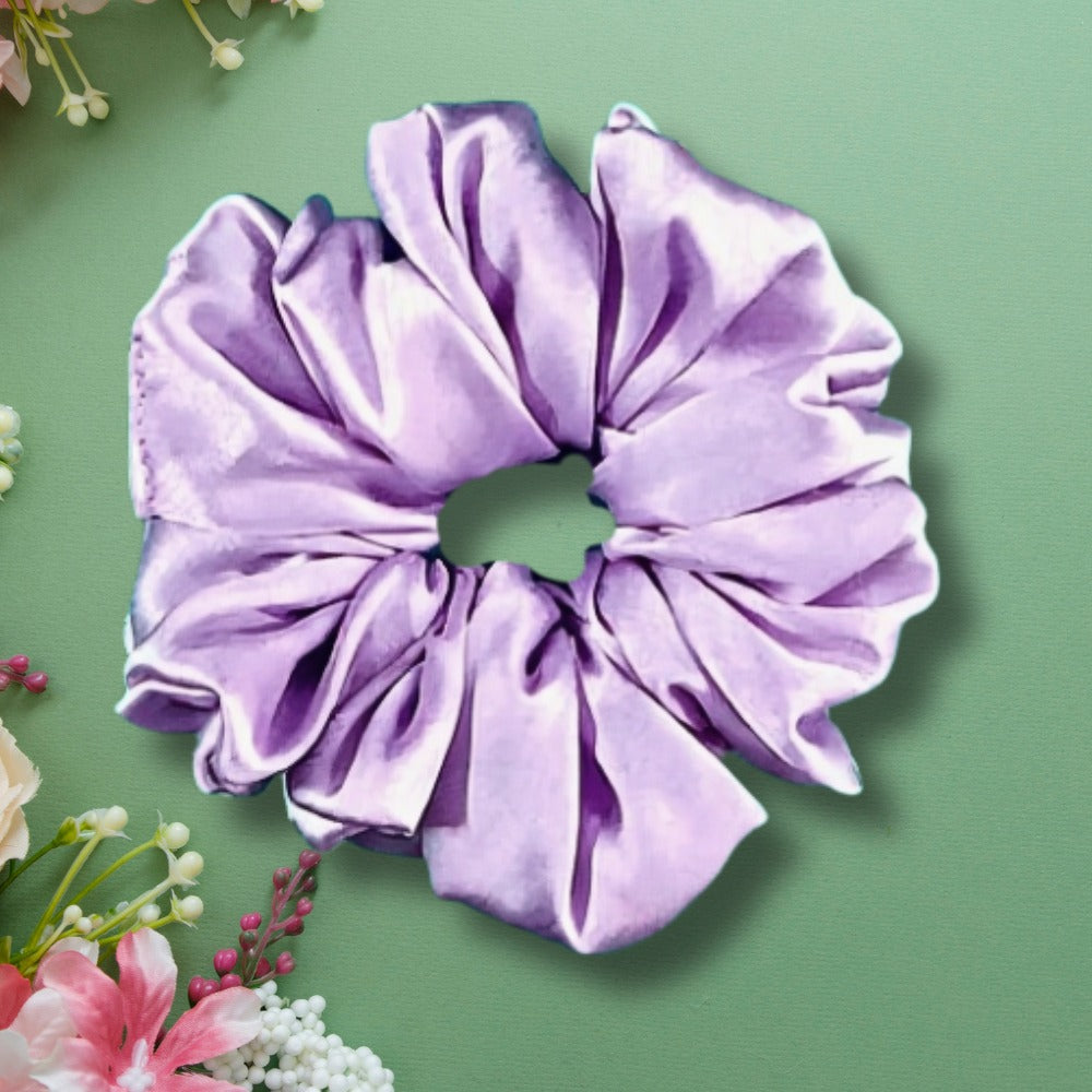 Satin Purple Fluffy scrunchies