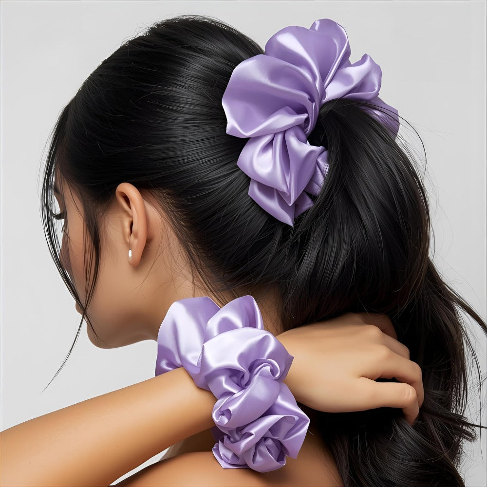 Satin Purple Fluffy scrunchies