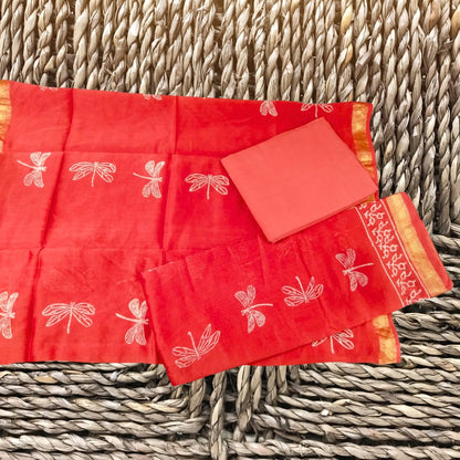 Maheshwari Silk Suit Set Red