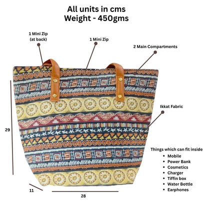 Ikkat Fabric Combo Tote Bag Set Of 5