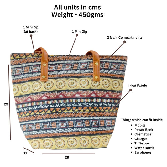 Ikkat Fabric Combo Tote Bag Set Of 5