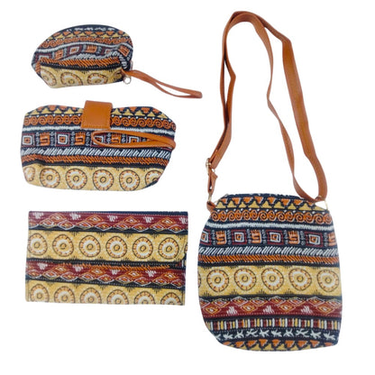 Ikkat Fabric Combo Tote Bag Set Of 5