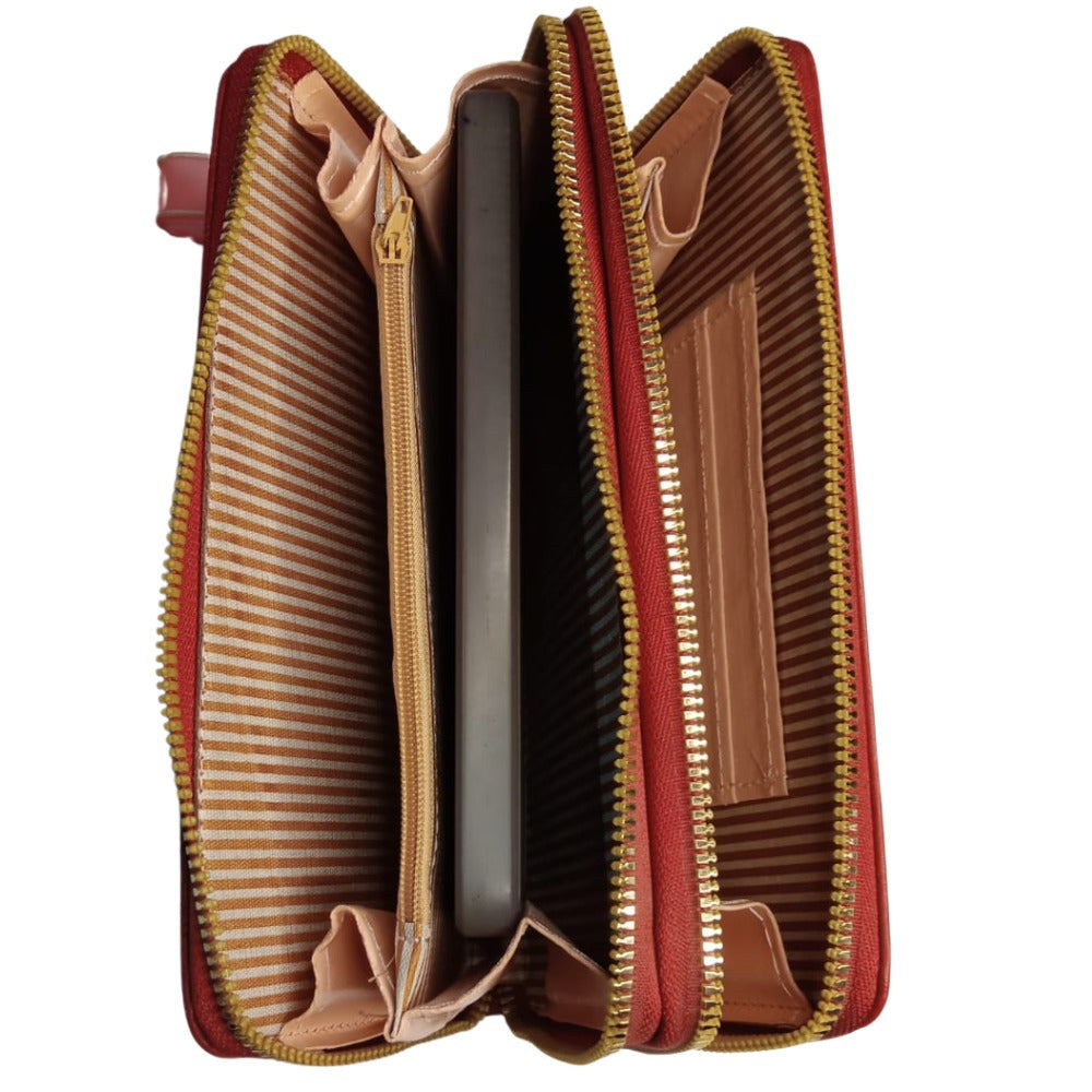 Long Wallet With Two Zipper