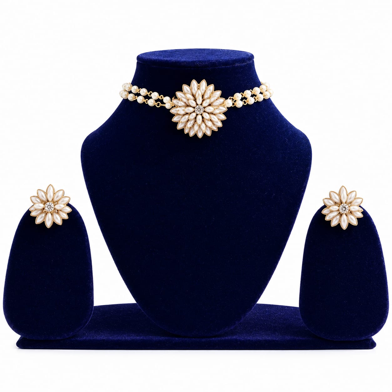 Handmade Choker Set With White Pendant