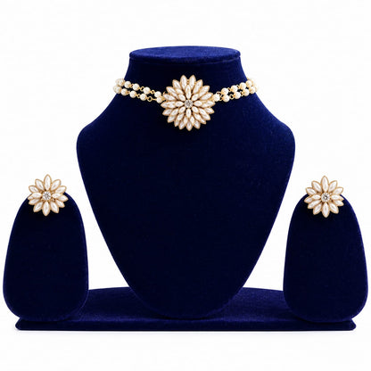 Handmade Choker Set With White Pendant