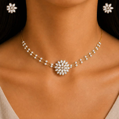 Handmade Choker Set With White Pendant