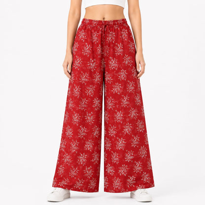 Pink Cotton Printed Palazzo Pant ( Free Size)