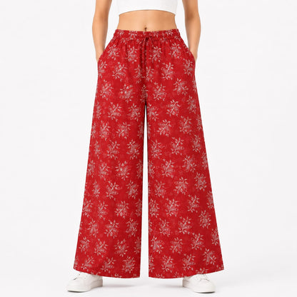 Pink Cotton Printed Palazzo Pant ( Free Size)