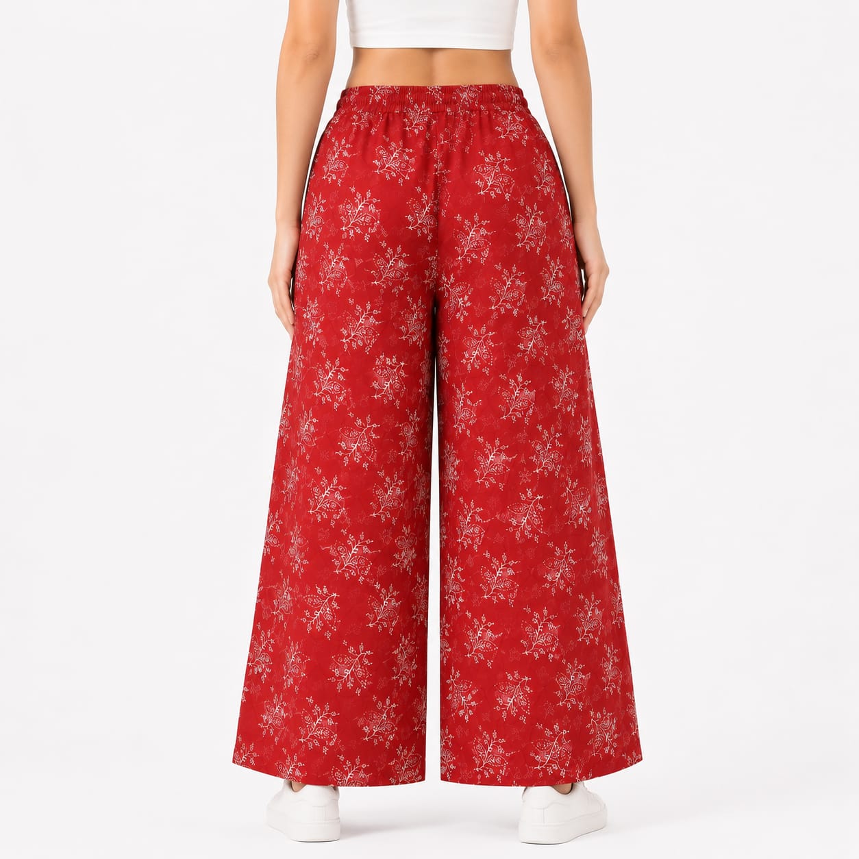 Pink Cotton Printed Palazzo Pant ( Free Size)