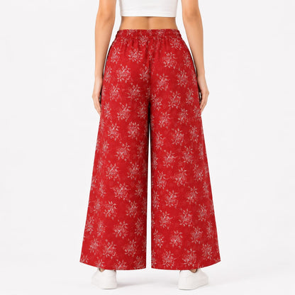 Pink Cotton Printed Palazzo Pant ( Free Size)