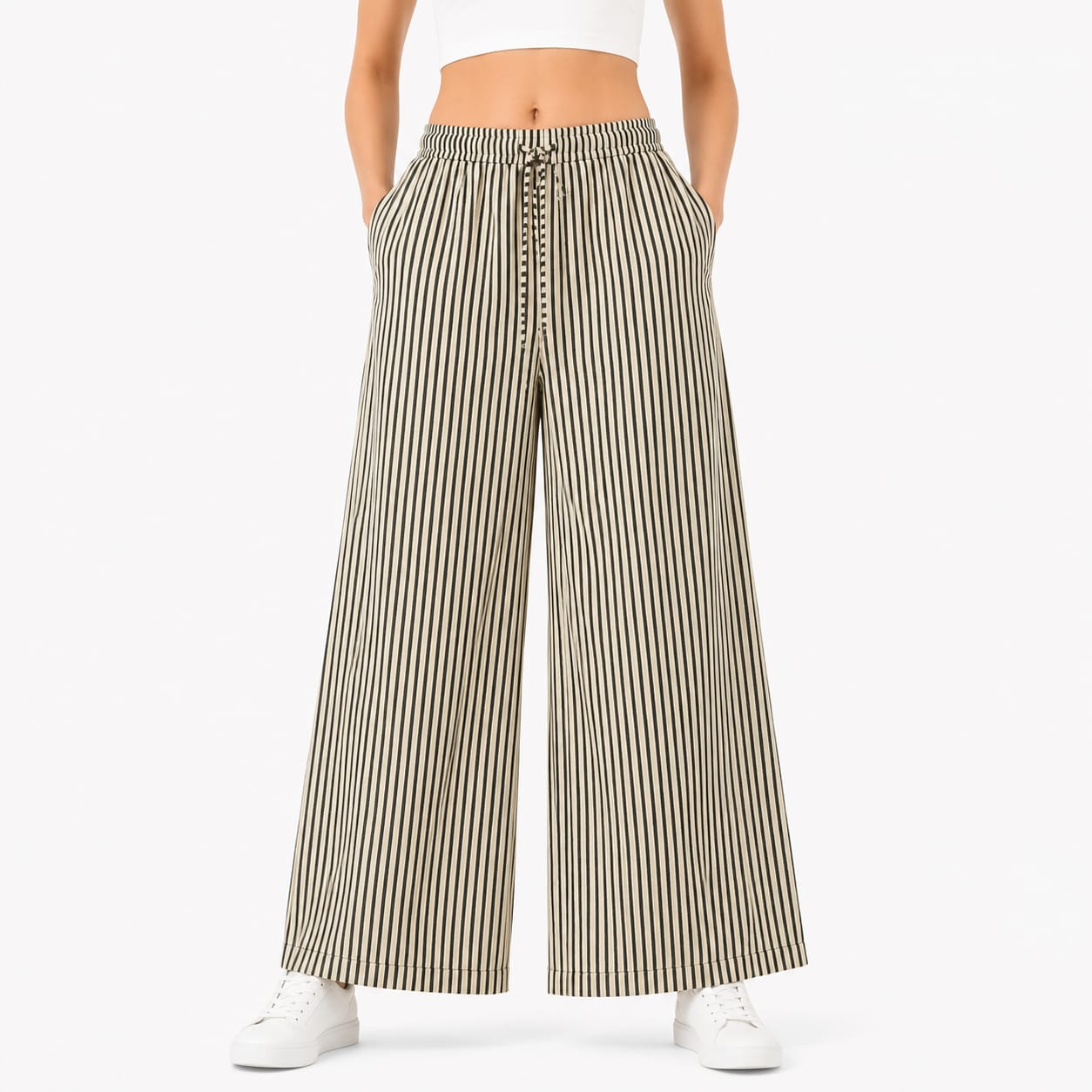 Beige Cotton Palazzo Pant