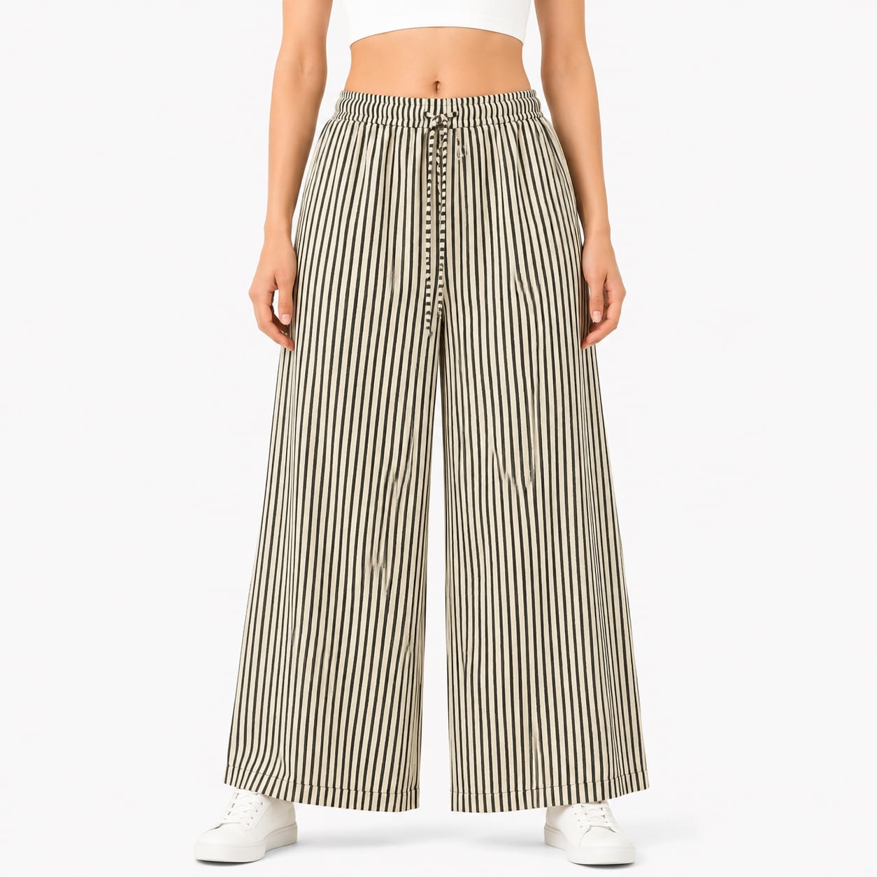 Beige Cotton Palazzo Pant