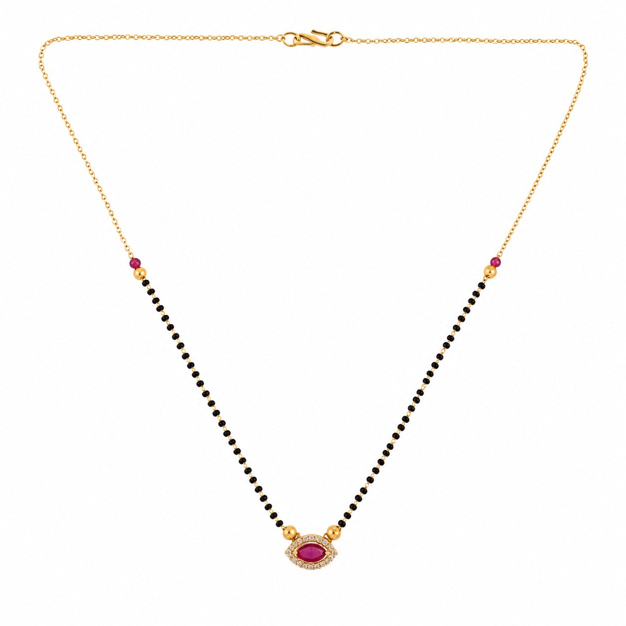 Dark Pink Diamond Mangalsutra For Women