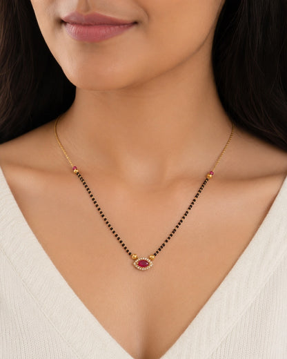 Dark Pink Diamond Mangalsutra For Women