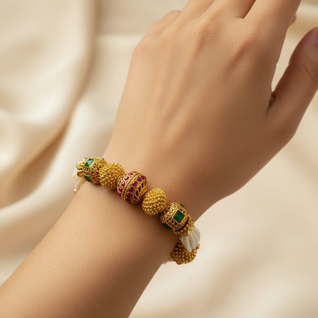 Antique Pearl Bracelet With Gold Plating