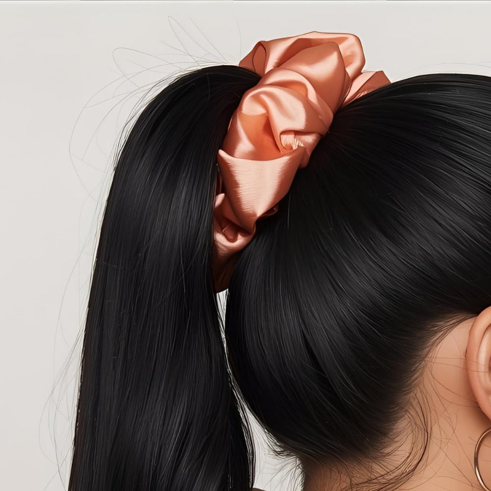 Satin Pink Fluffy Scrunchies