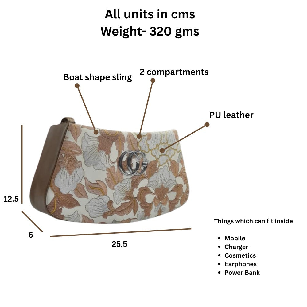 Boat Shaped Floral Printed Sling Bag