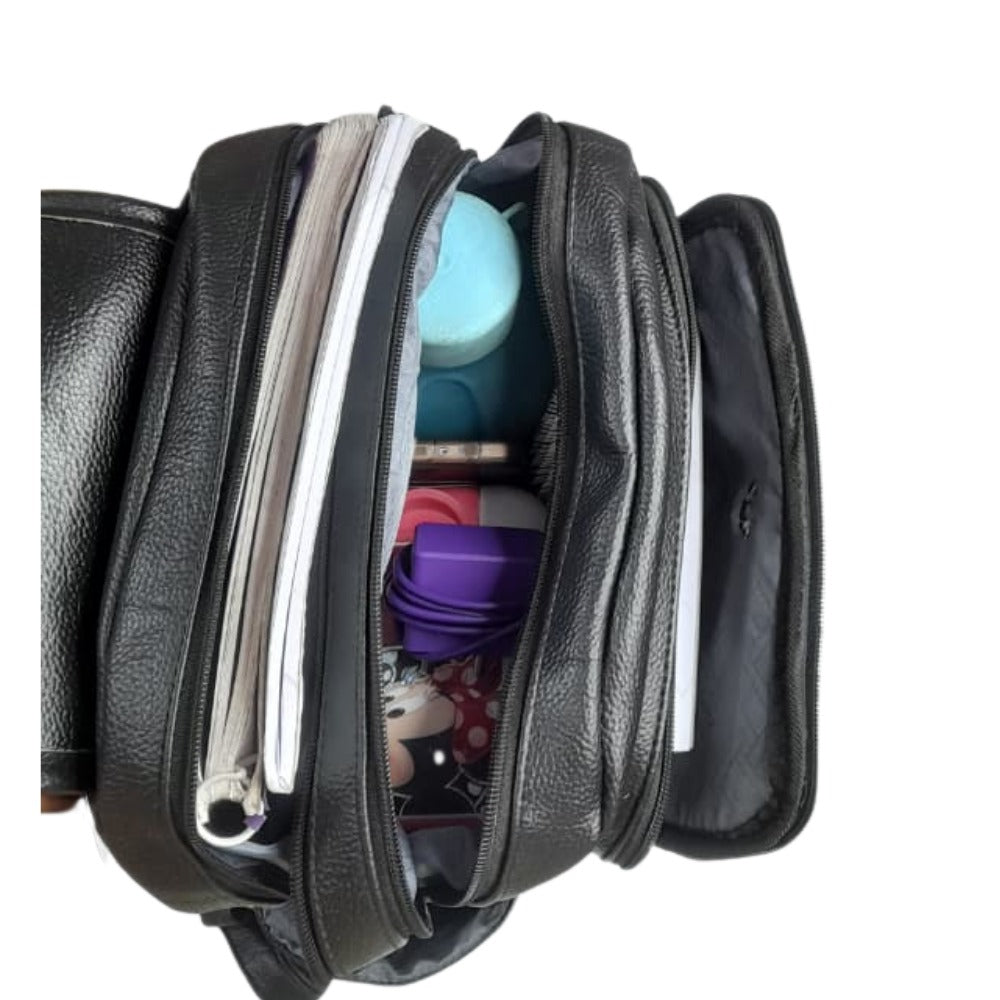 PU Leather Multipurpose Bag Pack Black