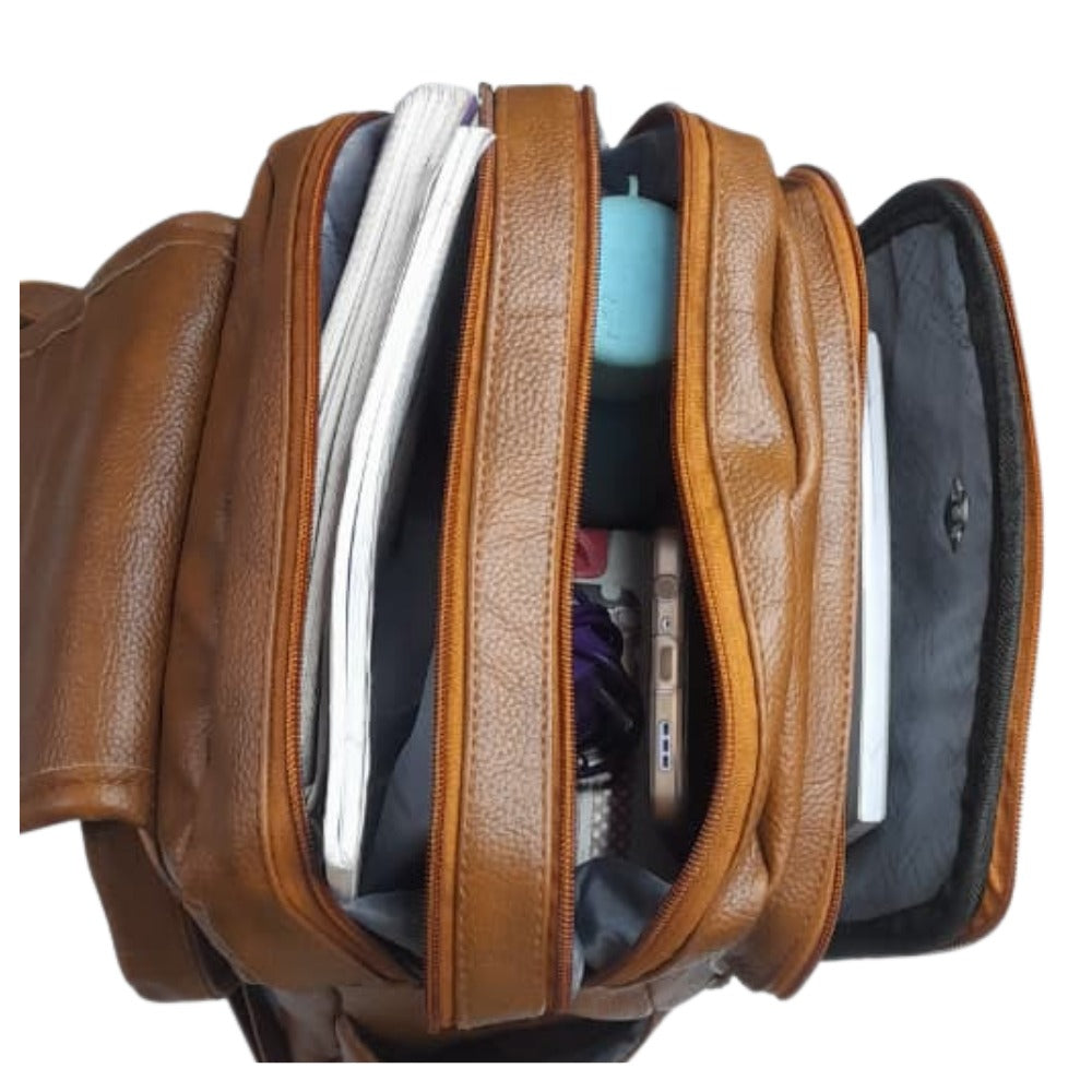 PU Leather Multipurpose Back Pack Brown