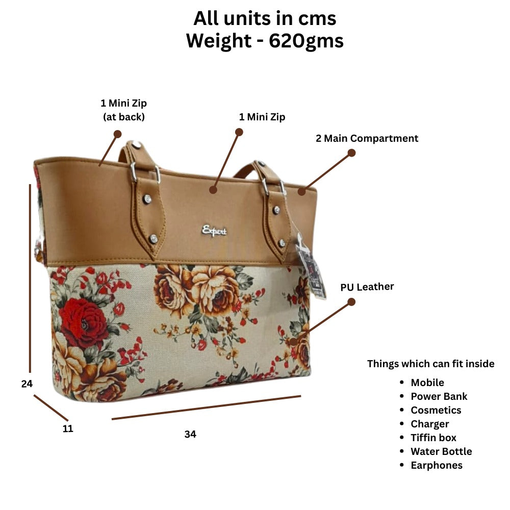 Expert Floral Printed Tote Bag