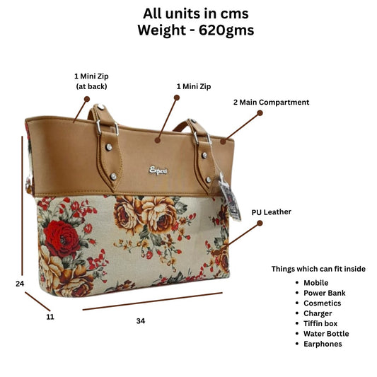 Expert Floral Printed Tote Bag