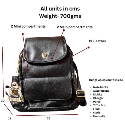 PU Leather Multipurpose Bag Pack Black