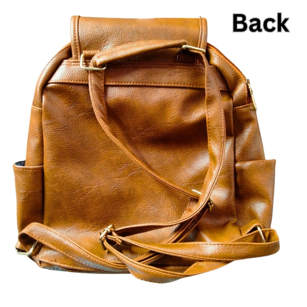 PU Leather Multipurpose Back Pack Brown